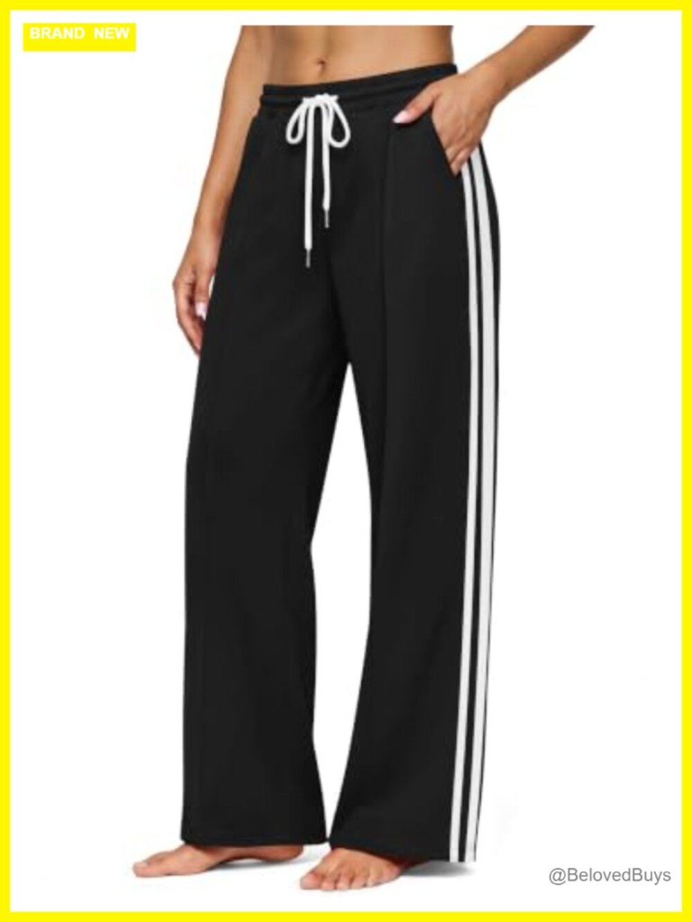 Women's Wide Leg Track Pants Striped Sweatpants Athletic Running